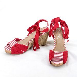Envy Red & White Strap Tie Sandals Size 5 1/2 NWT